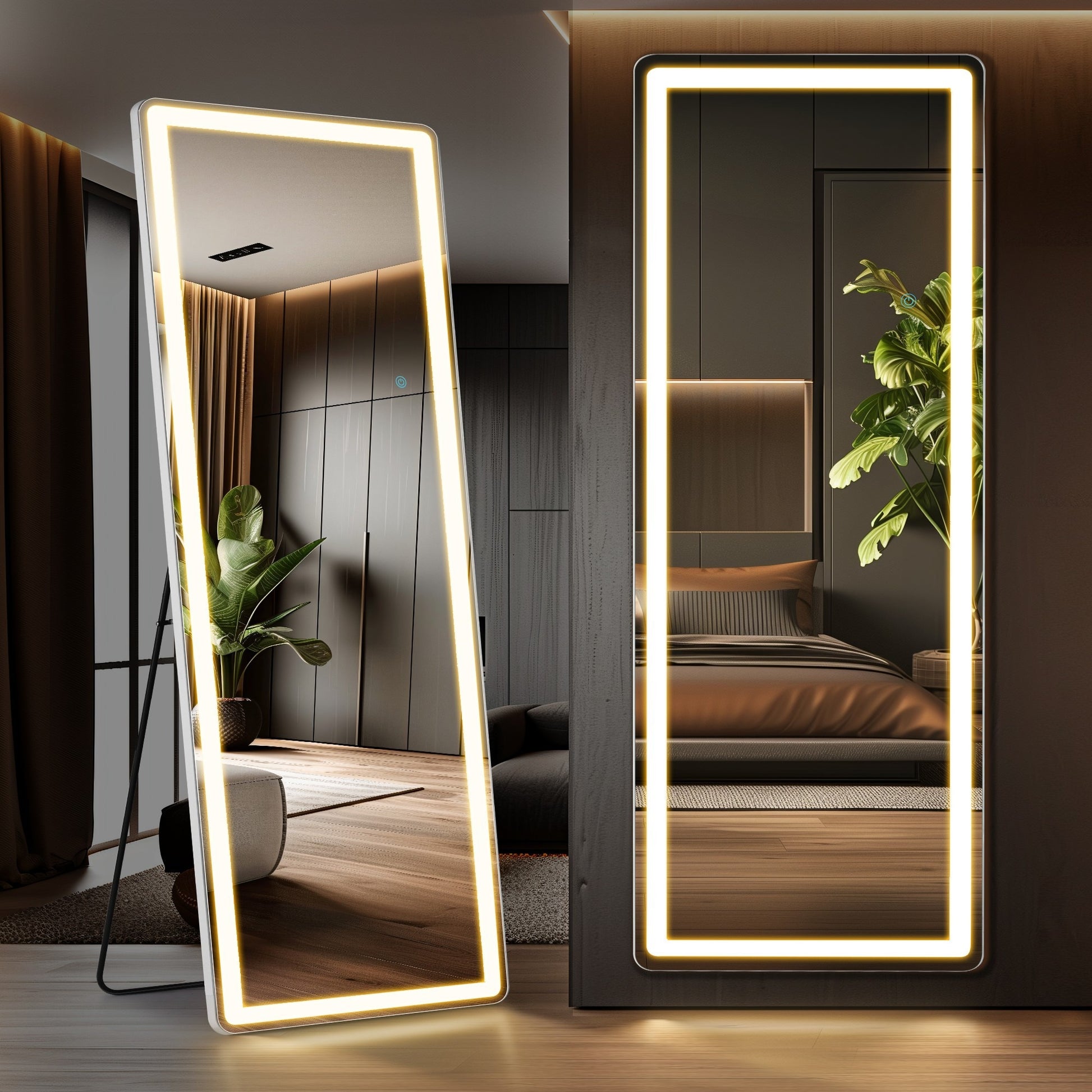 LED Full Length Floor Mirror: Arched/Rectangular, Floor & Wall Use