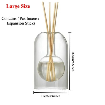 Minimalist Transparent Double Glass Reed Diffuser Container Modern Aromatherapy Vase with Diffusers Sticks Home Decor