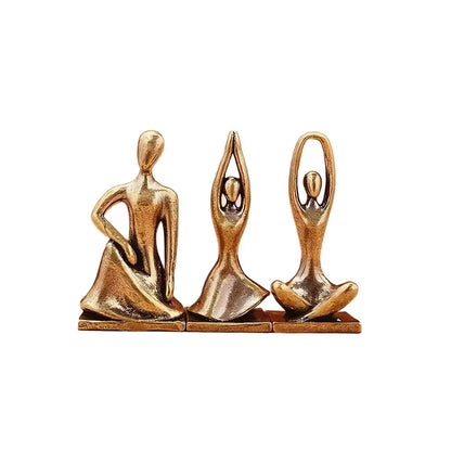 Brass Yoga Girl Statue Home Decor Figure Ornament Nordic Luxury Living Room Abstract Character Ornament
