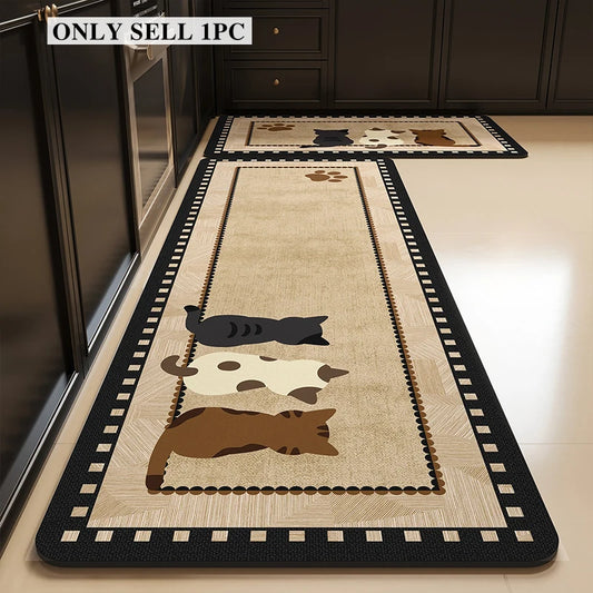 Kitchen Rug Pvc Waterproof Leather Carpet Cute Cartoon Pattern Floor Mat Non-slip Oil-proof Home Decor Rugs Alfombras De Cocina