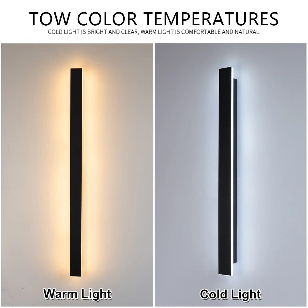 Waterproof IP65 LED Long Wall Sconce Lamp 220V 110V Garden Light Decoration Outdoor Lighting LED Wall Light External Sconce