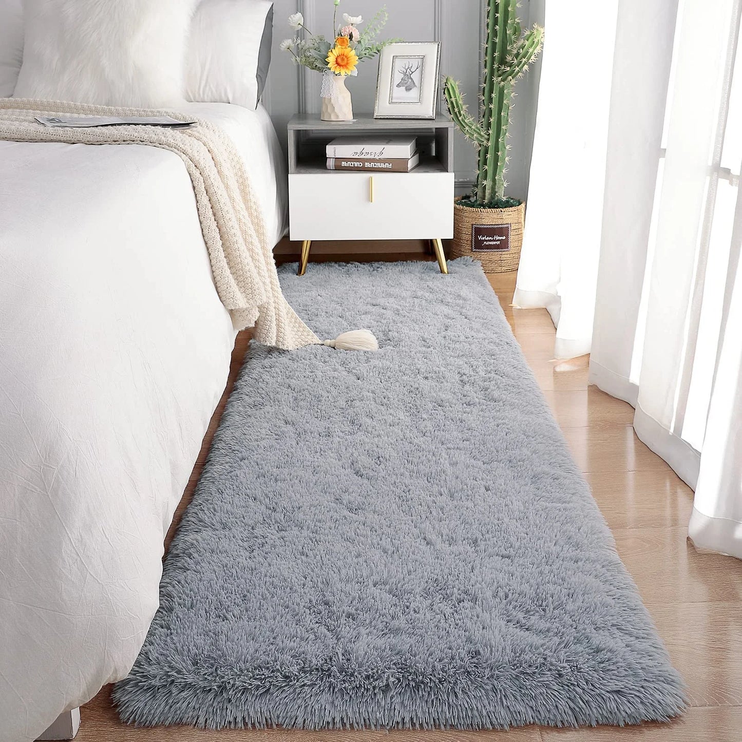 Tie-Dye Runner Area Rug - Shaggy Bedside Mat for Kids' Rooms