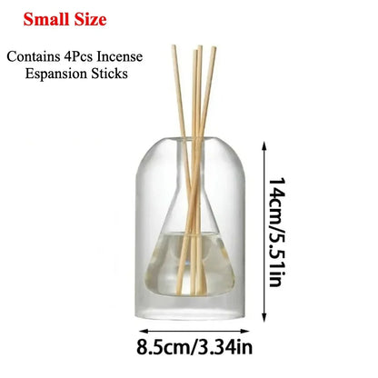 Minimalist Transparent Double Glass Reed Diffuser Container Modern Aromatherapy Vase with Diffusers Sticks Home Decor