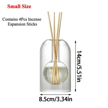 Minimalist Transparent Double Glass Reed Diffuser Container Modern Aromatherapy Vase with Diffusers Sticks Home Decor