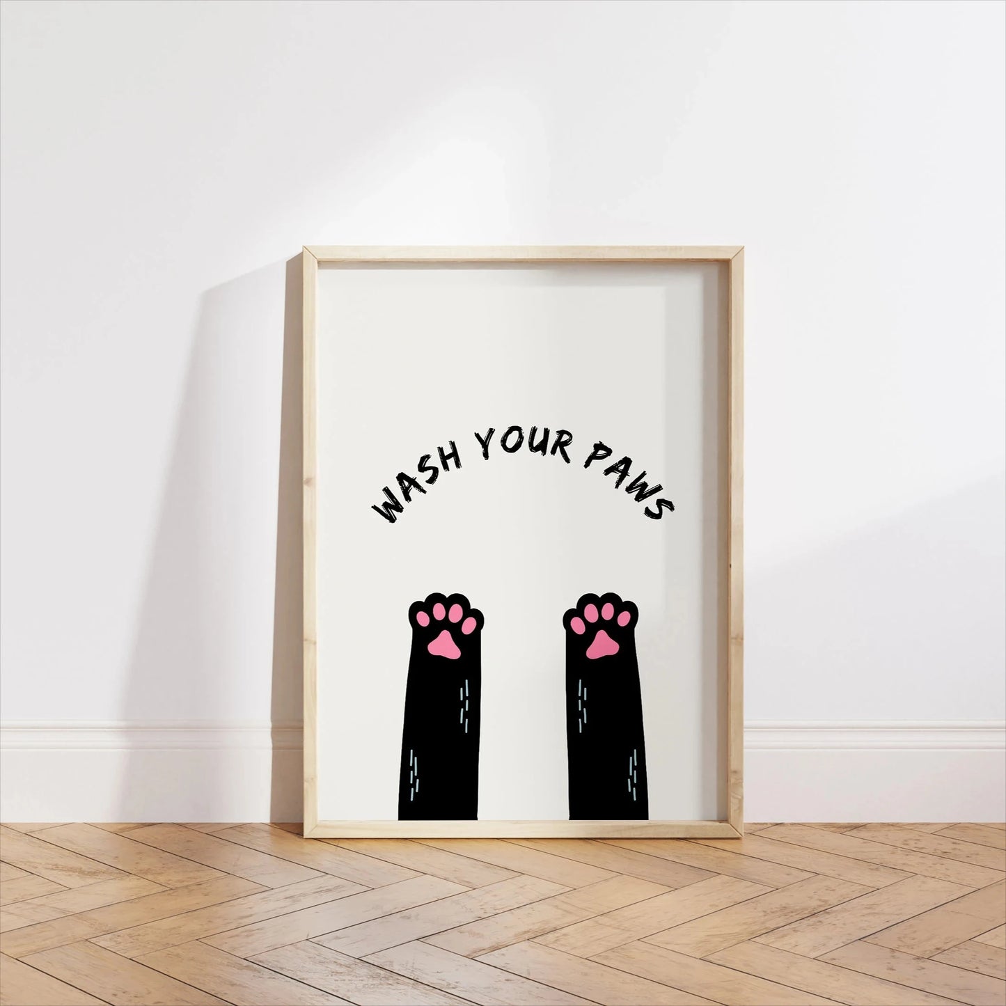 Wash Your Paws Black Cat Canvas Print Bathroom Cat You Pooping Wall Art Poster for Modern Living Room Toilet Kitchen Home Decor