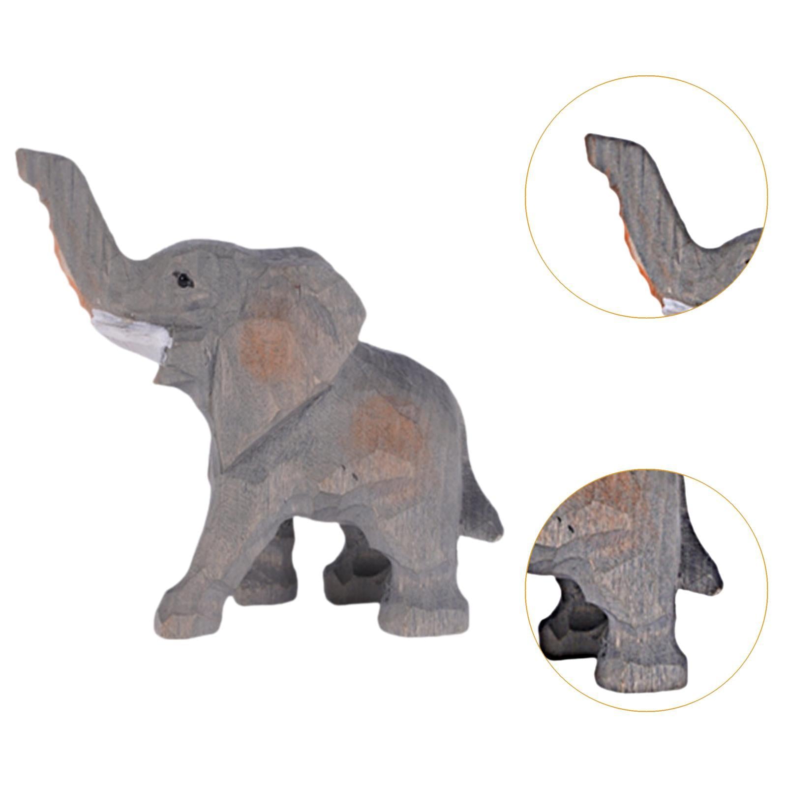 Elephant Statue Handmade Wooden Sculpture for Office Decor