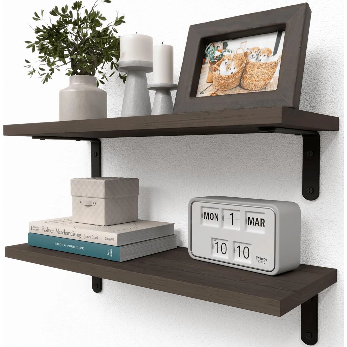 Wooden Floating Shelves - 2 Sets for Wall Décor & Storage