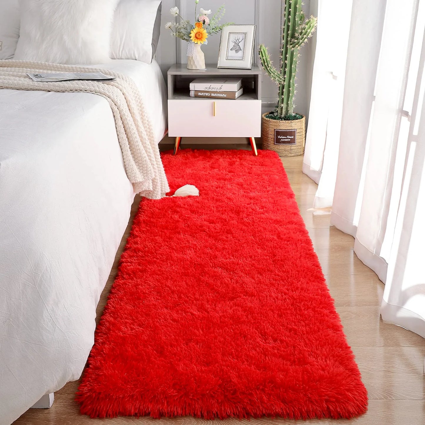 Tie-Dye Runner Area Rug - Shaggy Bedside Mat for Kids' Rooms
