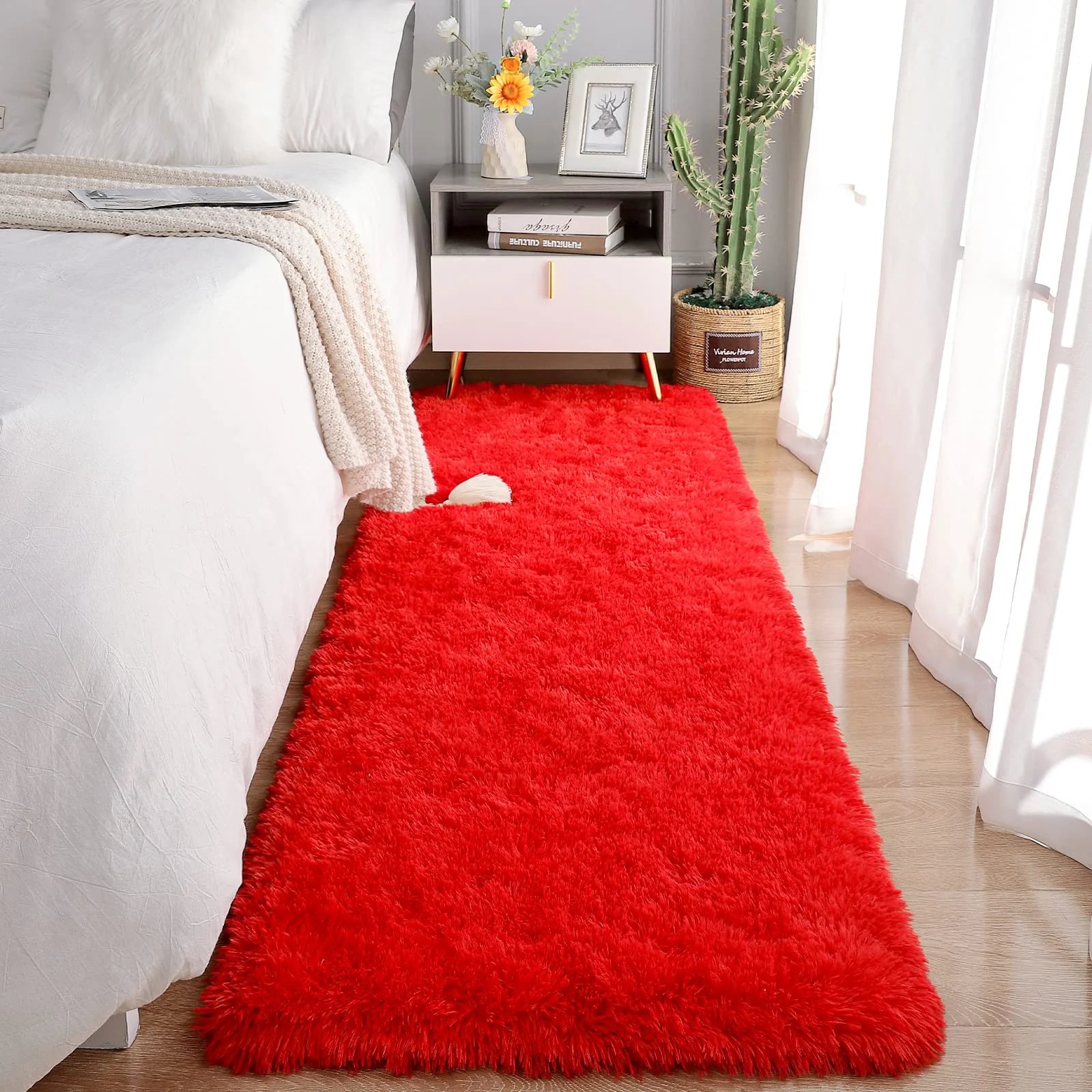 Tie-Dye Runner Area Rug - Shaggy Bedside Mat for Kids' Rooms