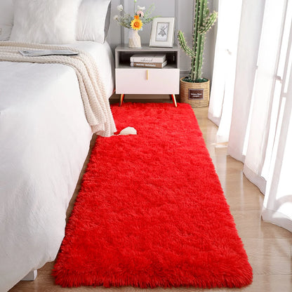 Tie-Dye Runner Area Rug - Shaggy Bedside Mat for Kids' Rooms