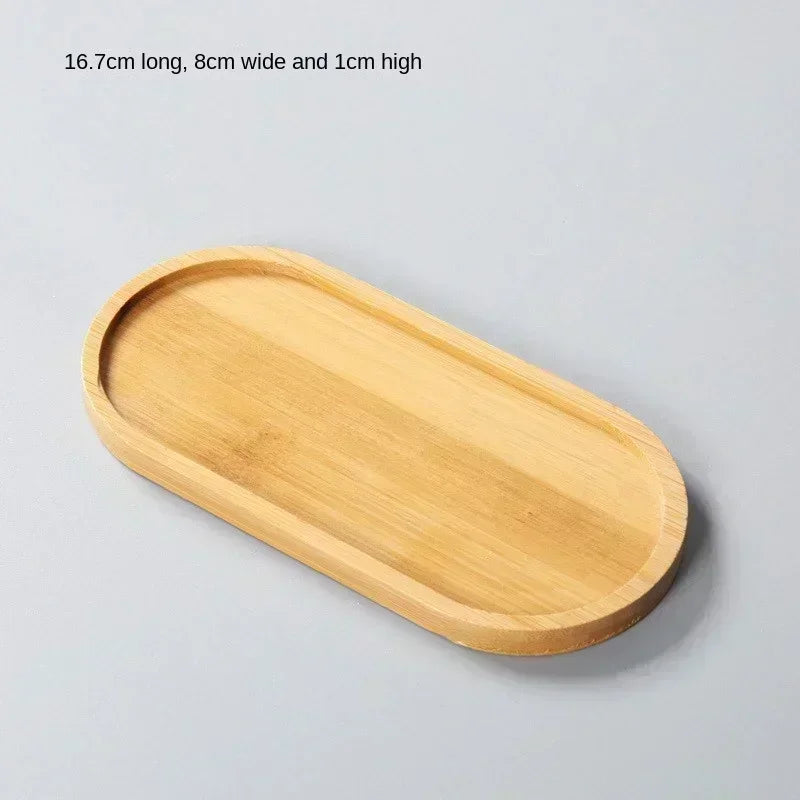 Wood Tray: Bamboo Tray Coaster Multi-Use Wood Saucer & Cup Mat