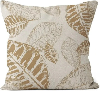 Throw Pillows Covers: Geometric Leaves Cushion Cover - Light Brown Home Decor
