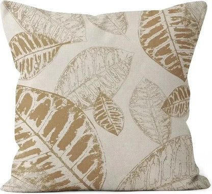 Throw Pillows Covers: Geometric Leaves Cushion Cover - Light Brown Home Decor