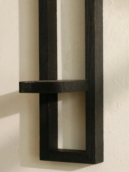 Black Wooden Wall Mounted Candle Holders Rustic Display Stands Decorative Sconces Shelves for Living Room, Bedroom & Home Decor