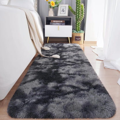 Tie-Dye Runner Area Rug - Shaggy Bedside Mat for Kids' Rooms