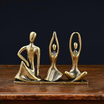 Brass Yoga Girl Statue Home Decor Figure Ornament Nordic Luxury Living Room Abstract Character Ornament