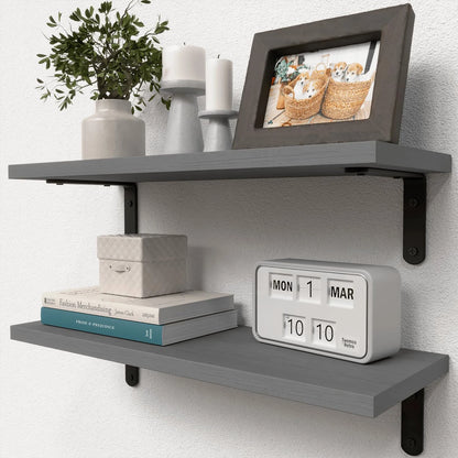 Wooden Floating Shelves - 2 Sets for Wall Décor & Storage