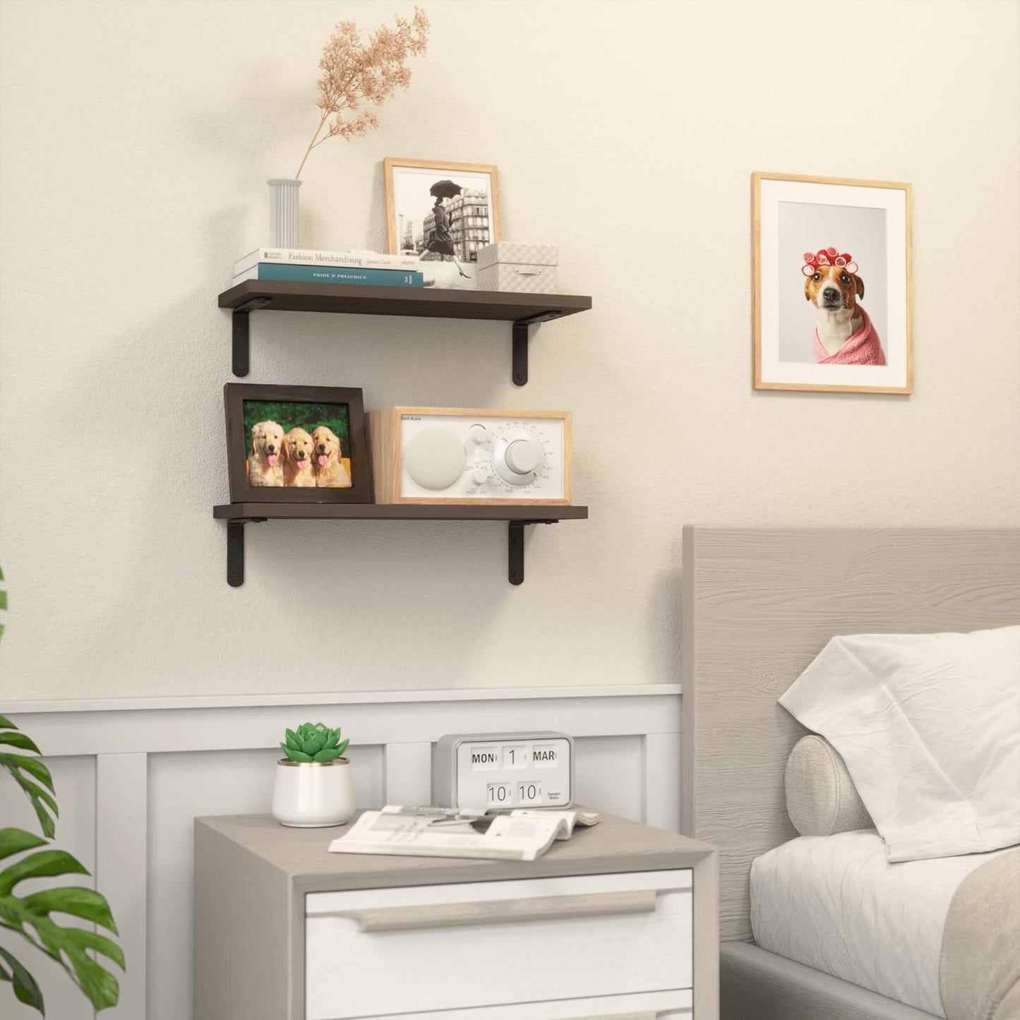 Wooden Floating Shelves - 2 Sets for Wall Décor & Storage