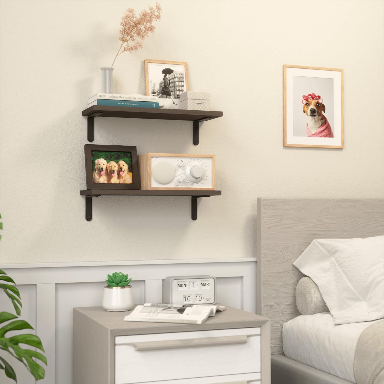 Wooden Floating Shelves - 2 Sets for Wall Décor & Storage