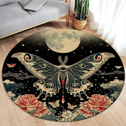 Area Rug: Lotus Flower Koi Round Carpet - Chinese Style Decor Rug