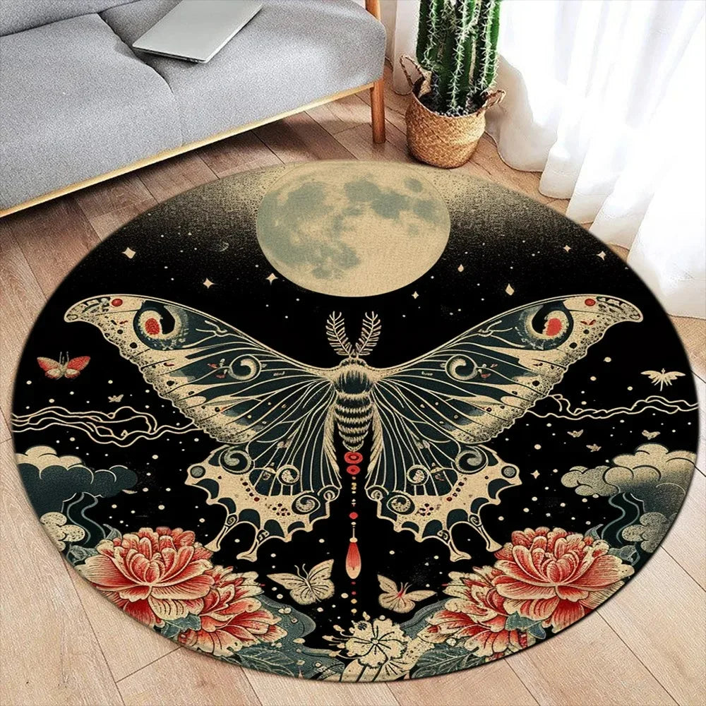 Area Rug: Lotus Flower Koi Round Carpet - Chinese Style Decor Rug