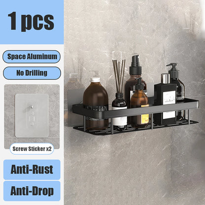 Bathroom Storage Rack: No-Drill Wall Mount Corner Shelf