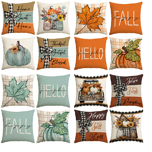 Pillow Covers - Autumn Thanksgiving Set of 1/4, No Core