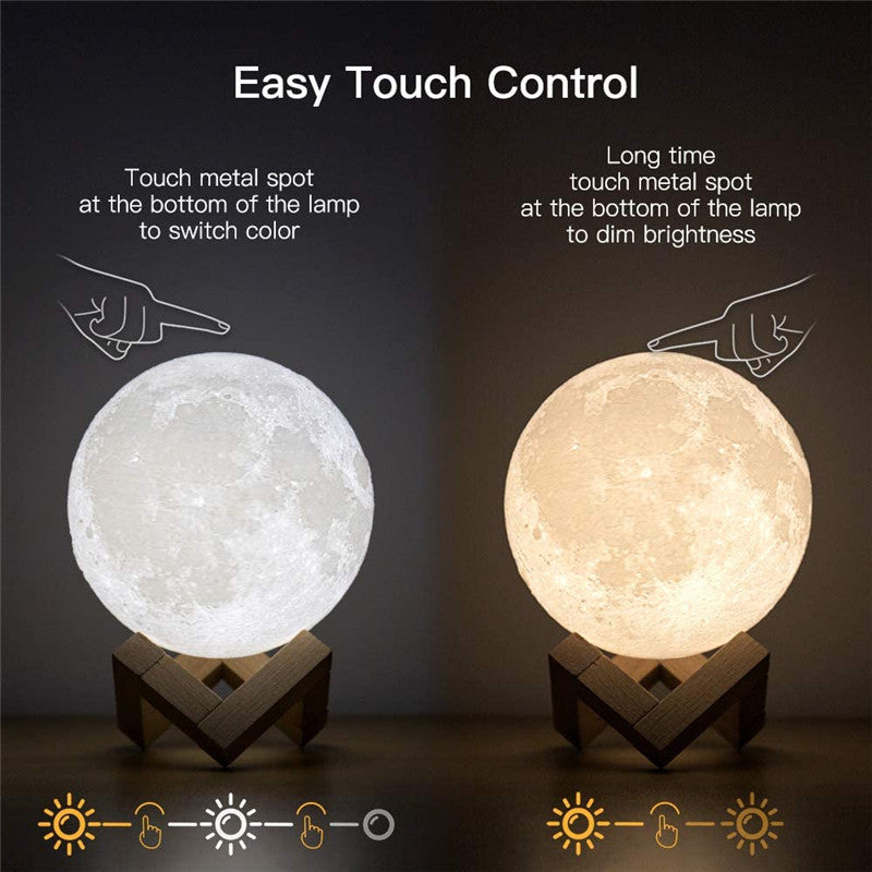 3D Print Moon Lamp: Eco LED Light with Touch Control