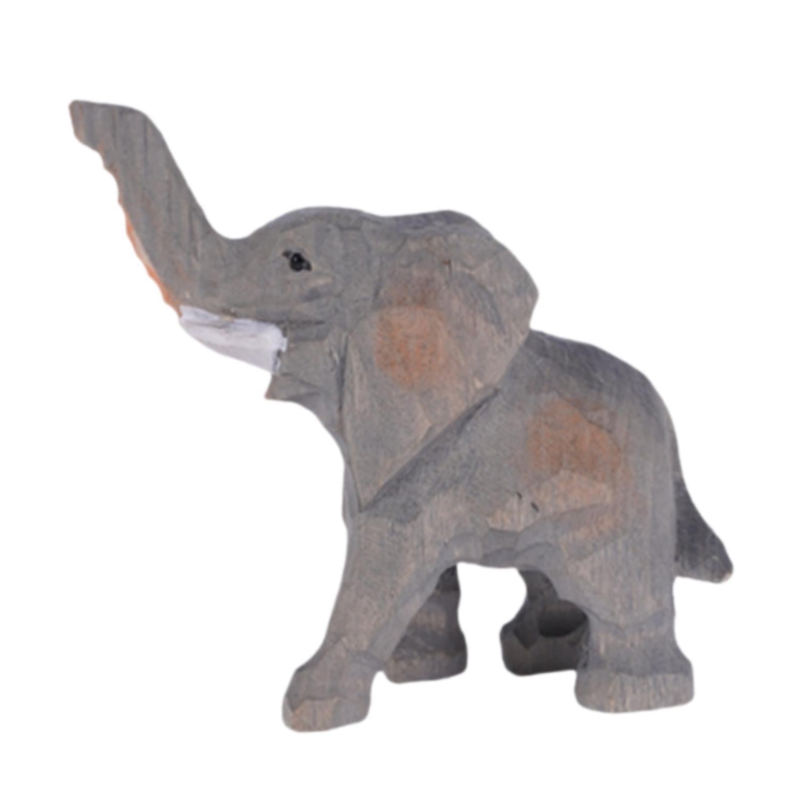 Elephant Statue Handmade Wooden Sculpture for Office Decor