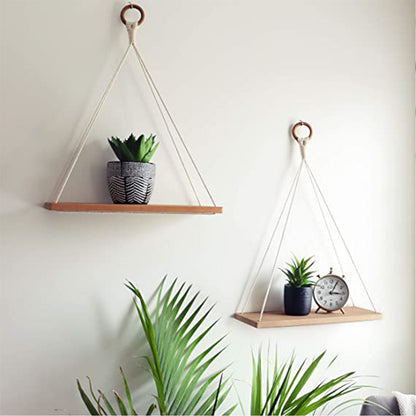Floating Shelves for Wall - Boho Macrame Shelf Decor