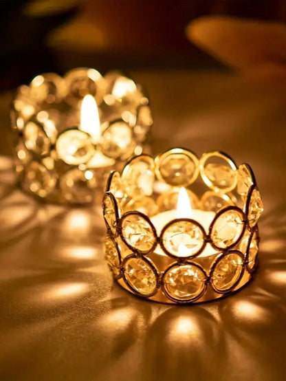 Candle Holder: Crystal Tealight Lantern - Elegant Candle Holder Decor