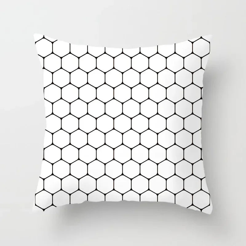 Pillow Cover - Modern Nordic Geometric Black White Design