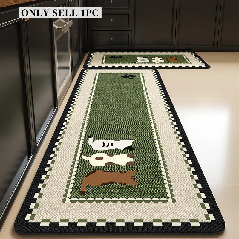 Kitchen Rug Pvc Waterproof Leather Carpet Cute Cartoon Pattern Floor Mat Non-slip Oil-proof Home Decor Rugs Alfombras De Cocina