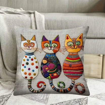 Cute Cat Pillowcase 2D Flat Printed Cushion Cover Aesthetic Sofa Decorative Pillow Cover For Living Room Bedroom Home Decoration