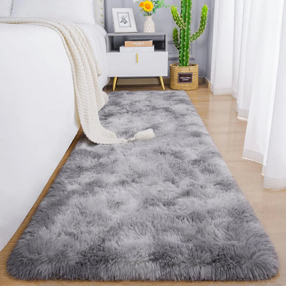 Tie-Dye Runner Area Rug - Shaggy Bedside Mat for Kids' Rooms