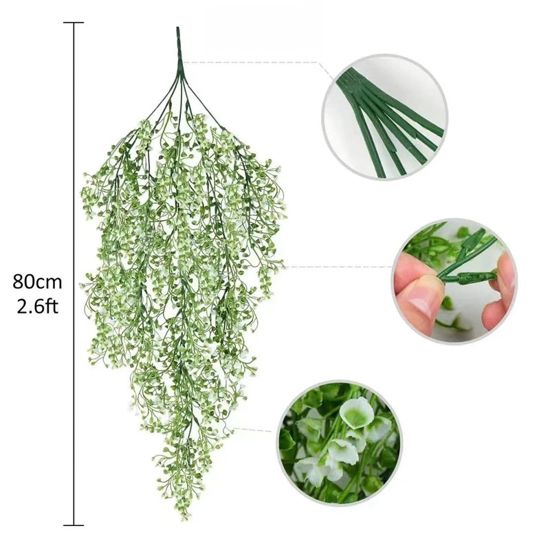 1/2Pcs 80CM Artificial Plants Vine Hanging Leaves Vines for Home Room Decor Garden Wedding Decoration Outdoor Decor Fake Plant