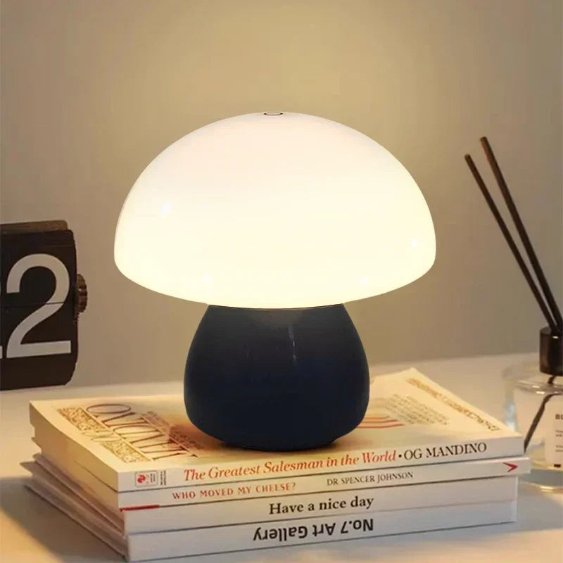 Table Lamp: LED Mushroom Lamp - Touch Dimmer, USB Night Light