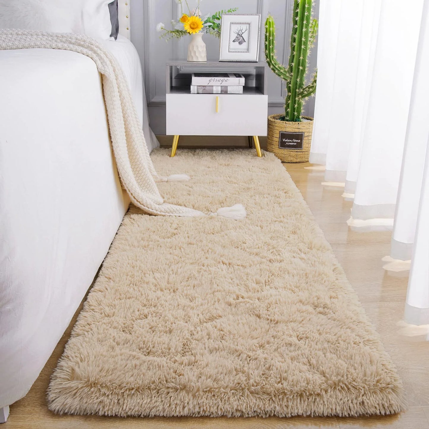 Tie-Dye Runner Area Rug - Shaggy Bedside Mat for Kids' Rooms
