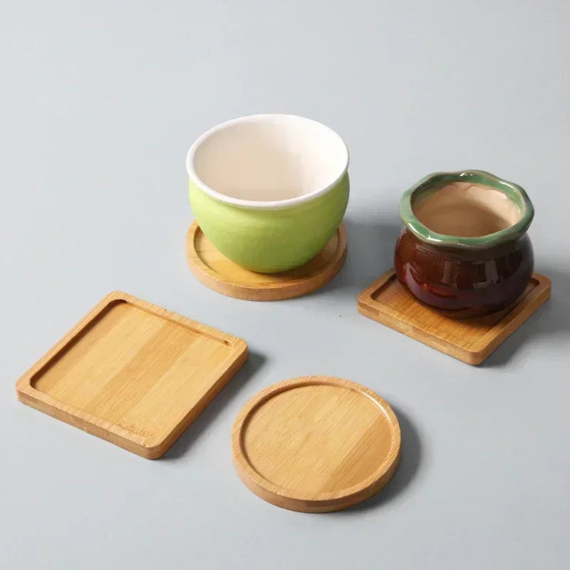 Wood Tray: Bamboo Tray Coaster Multi-Use Wood Saucer & Cup Mat