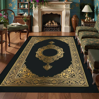 Black Bohemian Turkish Carpet - Stain-Resistant Rug