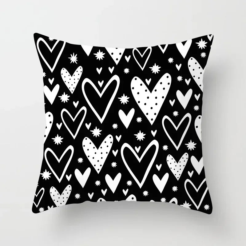 Pillow Cover - Modern Nordic Geometric Black White Design