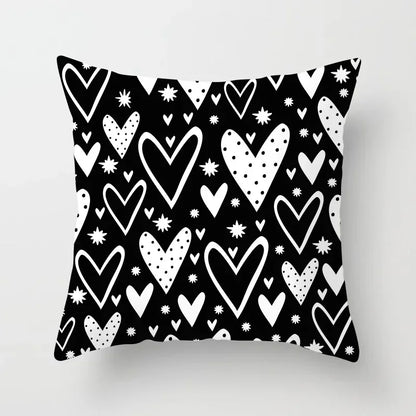 Pillow Cover - Modern Nordic Geometric Black White Design