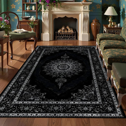 Black Bohemian Style Carpet Turkish Stain-resistant Carpet Living Room Bedroom Rug Coffee Table FloorMat Gift Fashion Home Decor