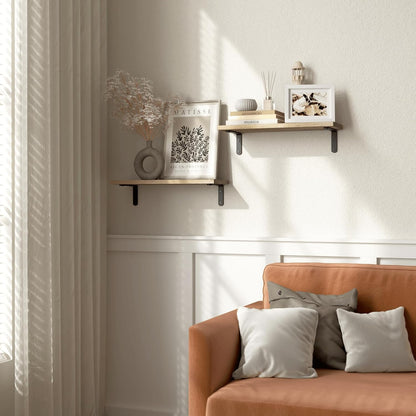 Wooden Floating Shelves - 2 Sets for Wall Décor & Storage