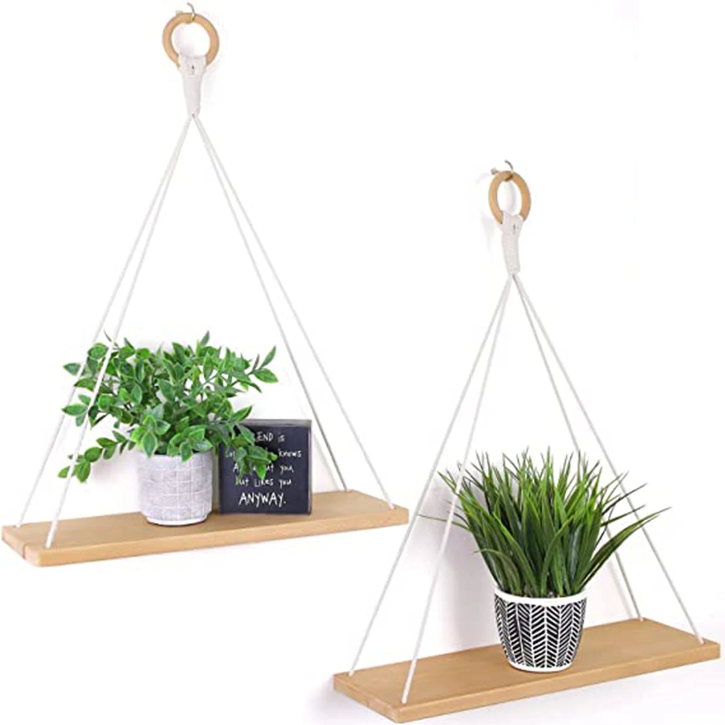 Floating Shelves for Wall - Boho Macrame Shelf Decor