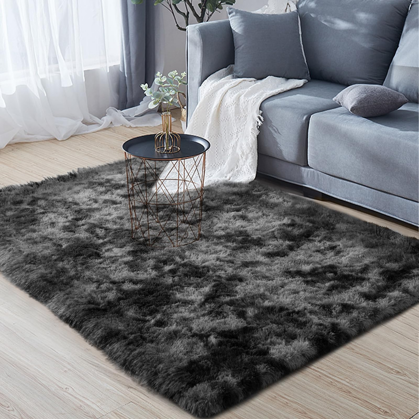 VIKAMA Fluffy Living Room Carpet - Minimalist & Slip-Resistant