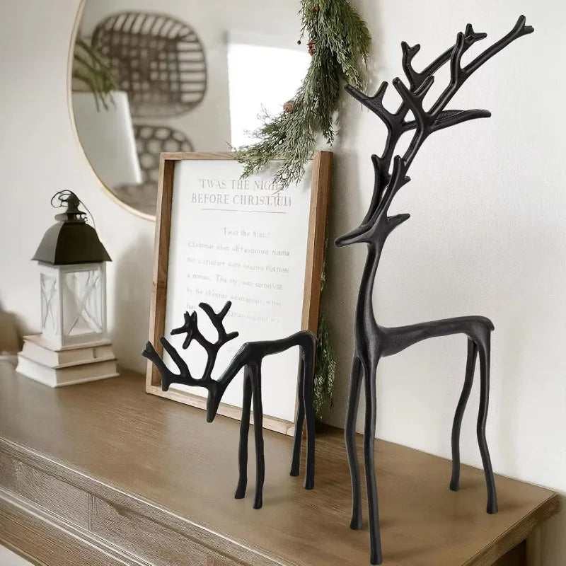 1pc European Style  Deer Statue Home Decor Entrance Christmas Ornaments Durable Plastic Miniature Model Living Room Ornament
