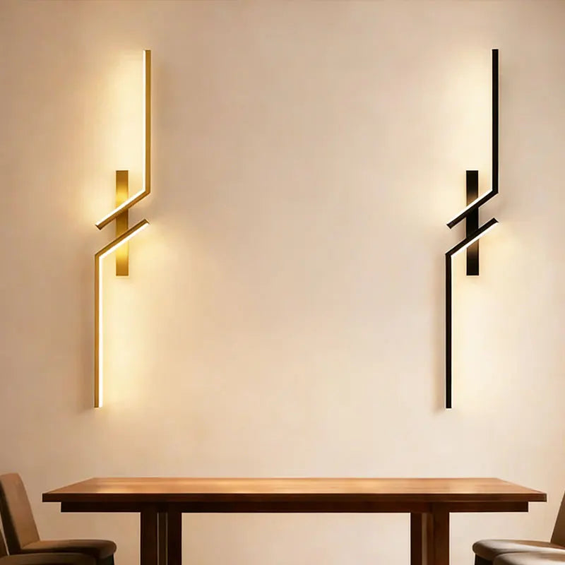 LED Wall Lamp Modern Minimalist Strip Wall Black Gold Wall Light for Bedroom Bedside Living Room TV Sofa Lobby Background Decor