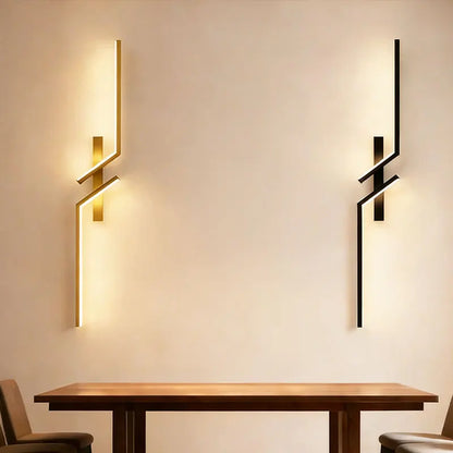 LED Wall Lamp Modern Minimalist Strip Wall Black Gold Wall Light for Bedroom Bedside Living Room TV Sofa Lobby Background Decor