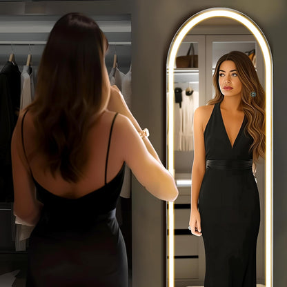 LED Full Length Arched Mirror - 3 Color Lighting, Wall Mount